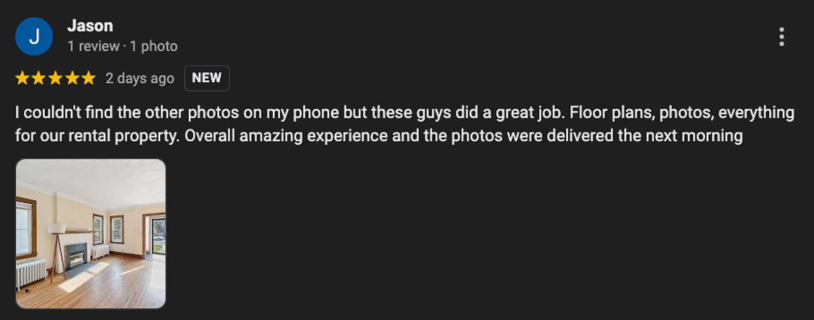 5-Star Review for Cineminn Media - Best Real Estate Photographer in Minneapolis